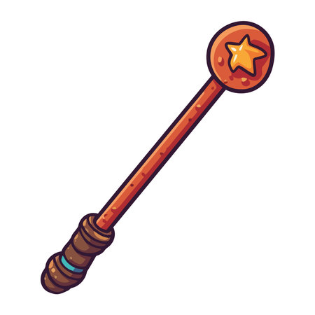 antique magic wand with star iconのイラスト素材