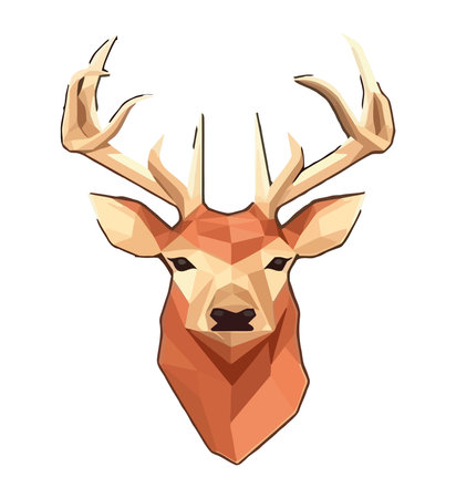Abstract elk trophy symbol in winter forestのイラスト素材