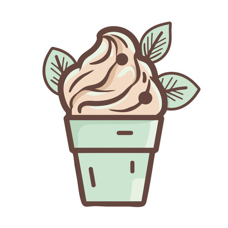 Sweet summer chocolate ice cream sundaeのイラスト素材