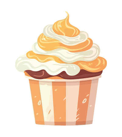 Cute cupcake icon with whipped creamのイラスト素材