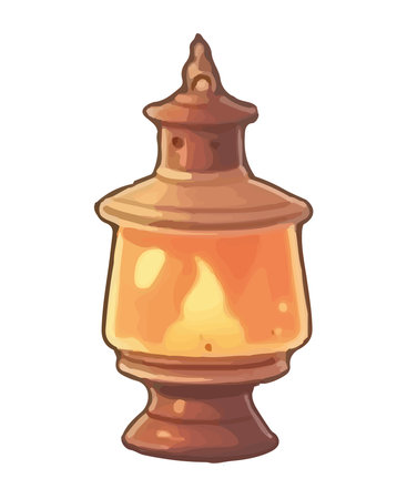 antique lantern handle with flameのイラスト素材