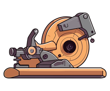 Sharp circular saw blade cutting metal in factoryのイラスト素材