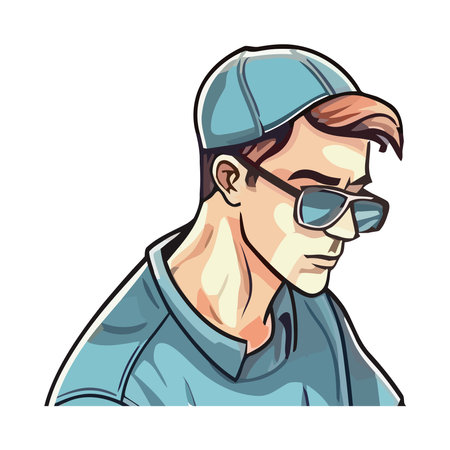 Smiling athlete wears sunglasses characterのイラスト素材