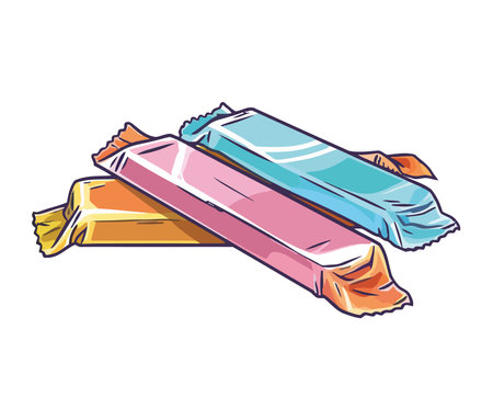 three sweet candies with packs colorsのイラスト素材