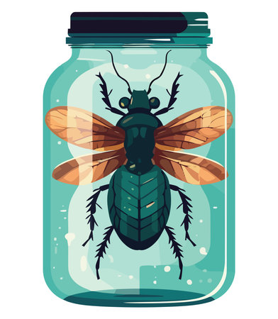 insect in glass pot jarのイラスト素材