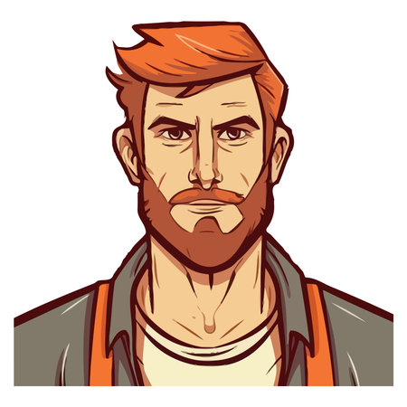 man with a beard looking at camera smilingのイラスト素材