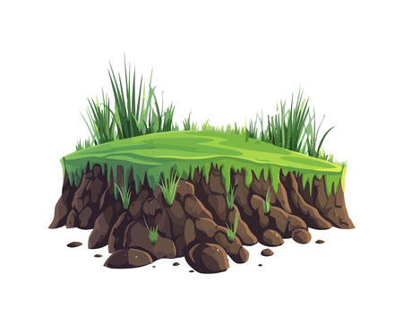 Green growth in meadow, nature decorationのイラスト素材