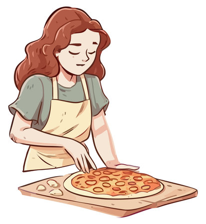 Chef homemade pizza brings joyのイラスト素材