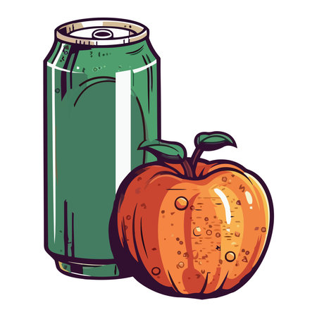 Fresh organic fruit juice in metal containerのイラスト素材