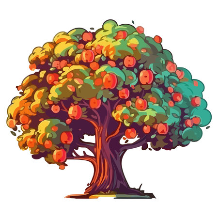 cute leafy tree in autumn seasonのイラスト素材