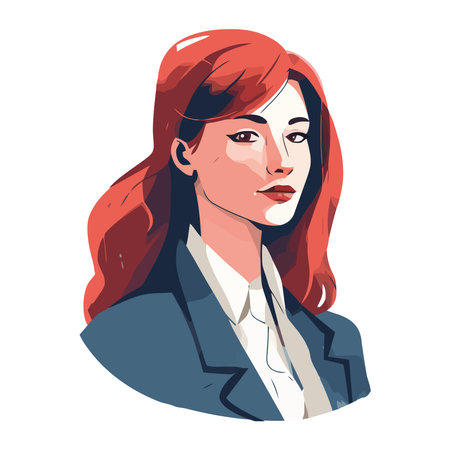 Young businesswoman with brown hair confidentlyのイラスト素材