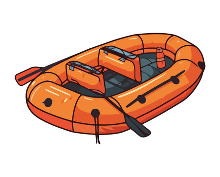 inflatable boat with oarsのイラスト素材