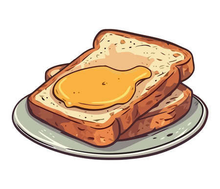 Healthy meal Fresh bread with butterのイラスト素材