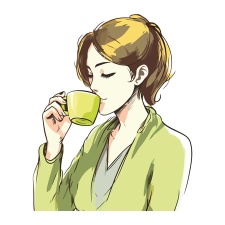 Young businesswoman holding coffee mugのイラスト素材