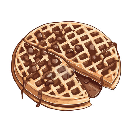 Sweet chocolate waffle with creamのイラスト素材