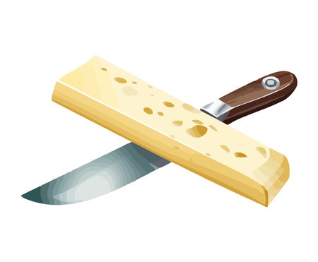 kitchen knife and cheese sliceのイラスト素材