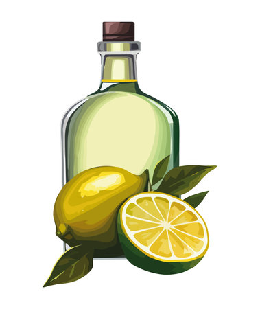 Juicy lemon slice in refreshing green drinkのイラスト素材