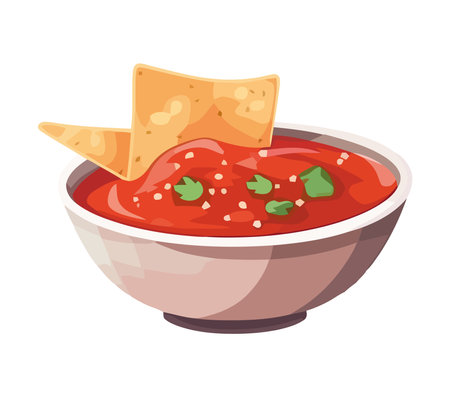 Fresh gourmet meal vegetable appetizer, hot sauceのイラスト素材