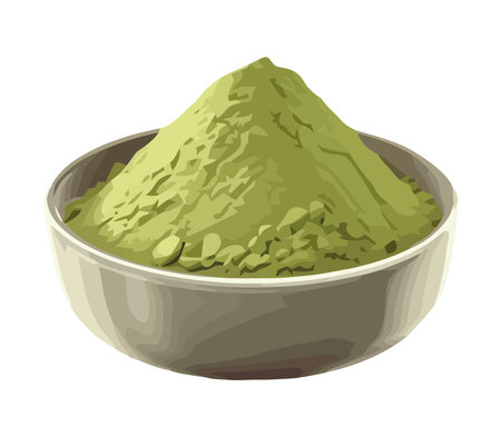 Organic matcha tea in bowl illustrationのイラスト素材