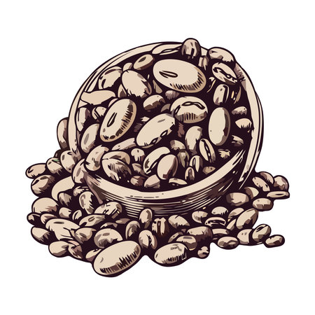 Organic coffee bean illustration iconのイラスト素材