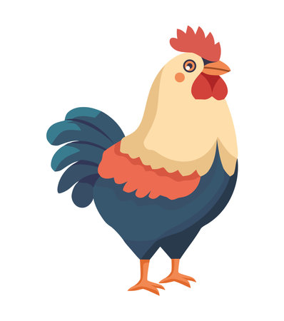 Cute chicken farm animal standingのイラスト素材