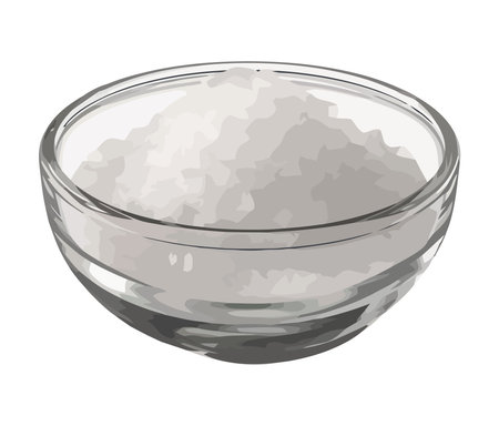 Transparent glass bowl with salt isolatedのイラスト素材