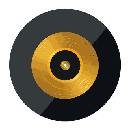 golden and black vinyl disk music iconのイラスト素材
