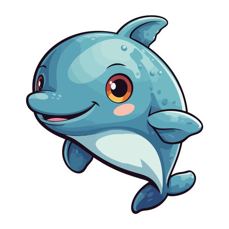 Cheerful dolphin swimming in aquatic natureのイラスト素材