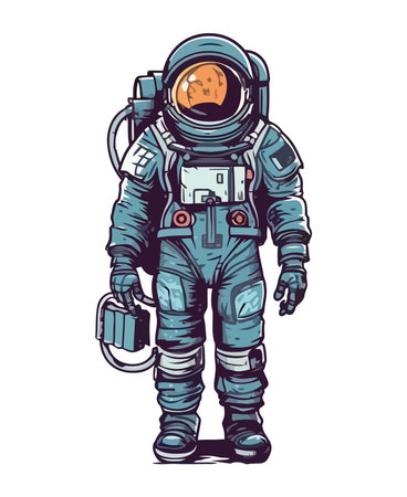Space explorer in futuristic suit with equipmentのイラスト素材