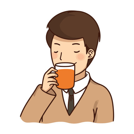 Businessman holding coffee mug, smilingのイラスト素材
