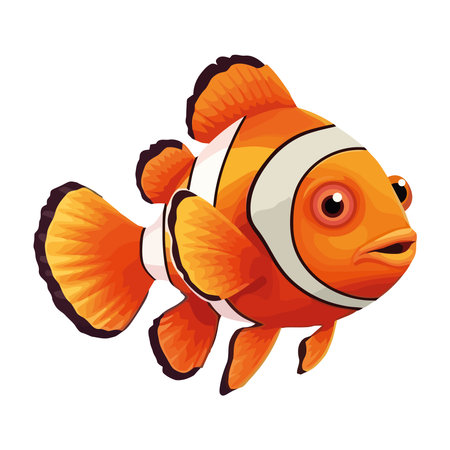 Cute clown fish swimming in tropical reefのイラスト素材