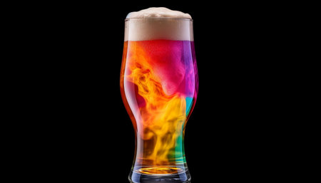 Refreshing beer in a frothy glass for a fun celebration generated by artificial intelligenceの素材