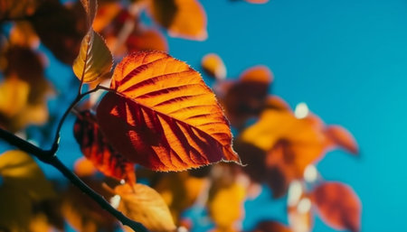 Vibrant autumn foliage on multi colored maple tree in forest generated by artificial intelligenceの素材