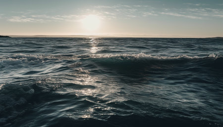 Tranquil seascape at dusk, beauty in nature abstract motion generated by artificial intelligenceの素材