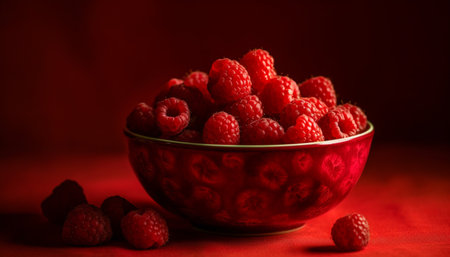 Organic berry bowl a gourmet indulgence of sweet, juicy refreshment generated by artificial intelligenceの素材