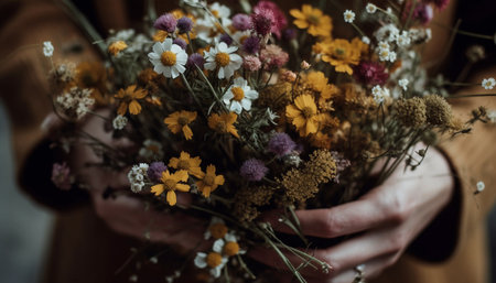 A fresh bouquet of multi colored daisies brings beauty in nature generated by artificial intelligenceの素材