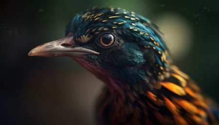 Vibrant peacock feathers showcase beauty in nature's multi colored palette. generated by artificial intelligenceの素材