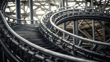 Spiral staircase built with steel and iron, modern architecture design generated by artificial intelligenceの素材
