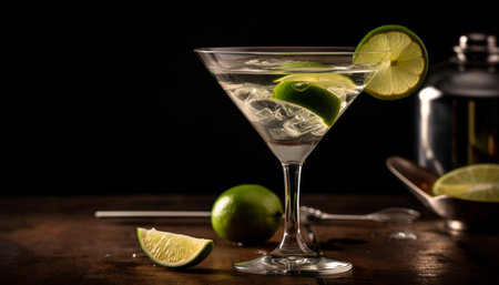 Refreshing cocktail with lime, lemon, and fresh citrus fruit generated by artificial intelligenceの素材