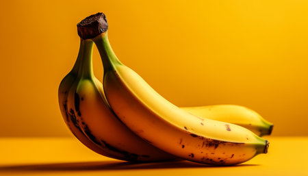 Fresh organic yellow banana, a healthy snack for vegetarian diets generated by artificial intelligenceの素材