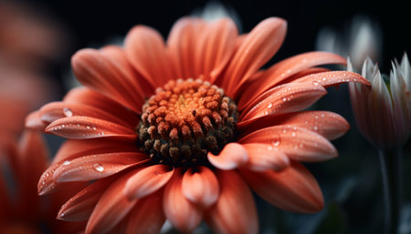 Vibrant chamomile blossom, wet with dew, in formal garden generated by artificial intelligenceの素材