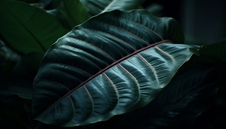 Vibrant frond growth in tropical rainforest, a fresh abstract pattern generated by artificial intelligenceの素材