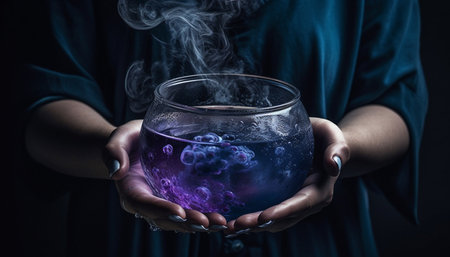 One person holding a drinking glass pouring whiskey indoors generated by artificial intelligenceの素材