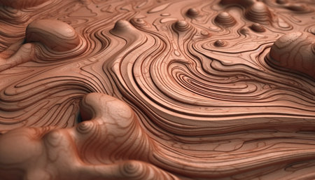 Abstract wave design on smooth sand backdrop with curved shapes generated by artificial intelligenceの素材