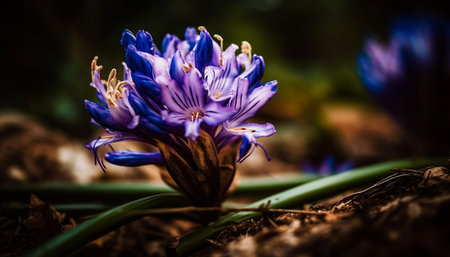 Vibrant crocus blossom in formal garden showcases natural beauty generated by artificial intelligenceの素材
