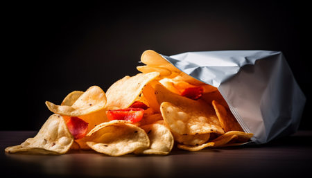 Crunchy tortilla chips with spicy guacamole, a fried appetizer meal generated by artificial intelligenceの素材