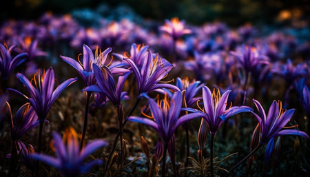 Vibrant bouquet of multi colored flowers in natural meadow landscape generated by artificial intelligenceの素材