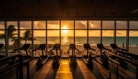 Sunset travel vacations dusk tourism travel destinations nature water chair generated by artificial intelligenceの素材