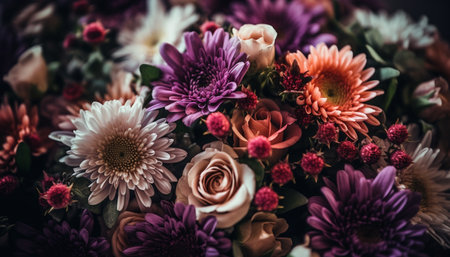 Vibrant bouquet of multi colored flowers in a green vase generated by artificial intelligenceの素材