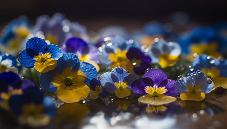 Multi colored wildflower bouquet reflects beauty in nature small meadow generated by artificial intelligenceの素材